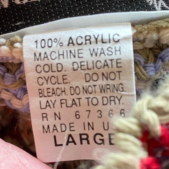 Fashion Bug Crocheted Turtleneck Sweater Colorful Chevron Pattern Womens Size LG - Picture 5 of 5